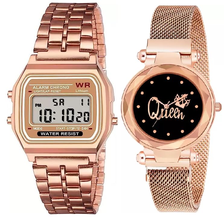 SELLORIA Premium Brand Trending Style Looking Bast Analog and Digital Good Return Gift for Couple for Men Stainless Steel Watches for Couple (Pack of 2) (Rose Gold) (B0CGJBLN6V) Amazon Price History, Amazon Price Tracker