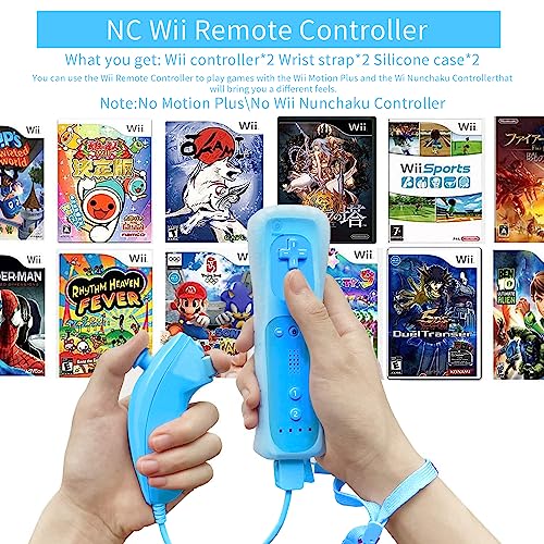 Nc Wii Controller 2 Pack, Replacement For Wii Remote Controller,Compatible With Nintendo Wii/Wii U, With Silicone Case And Wrist Strap. (Blue+Pink) #TOP6