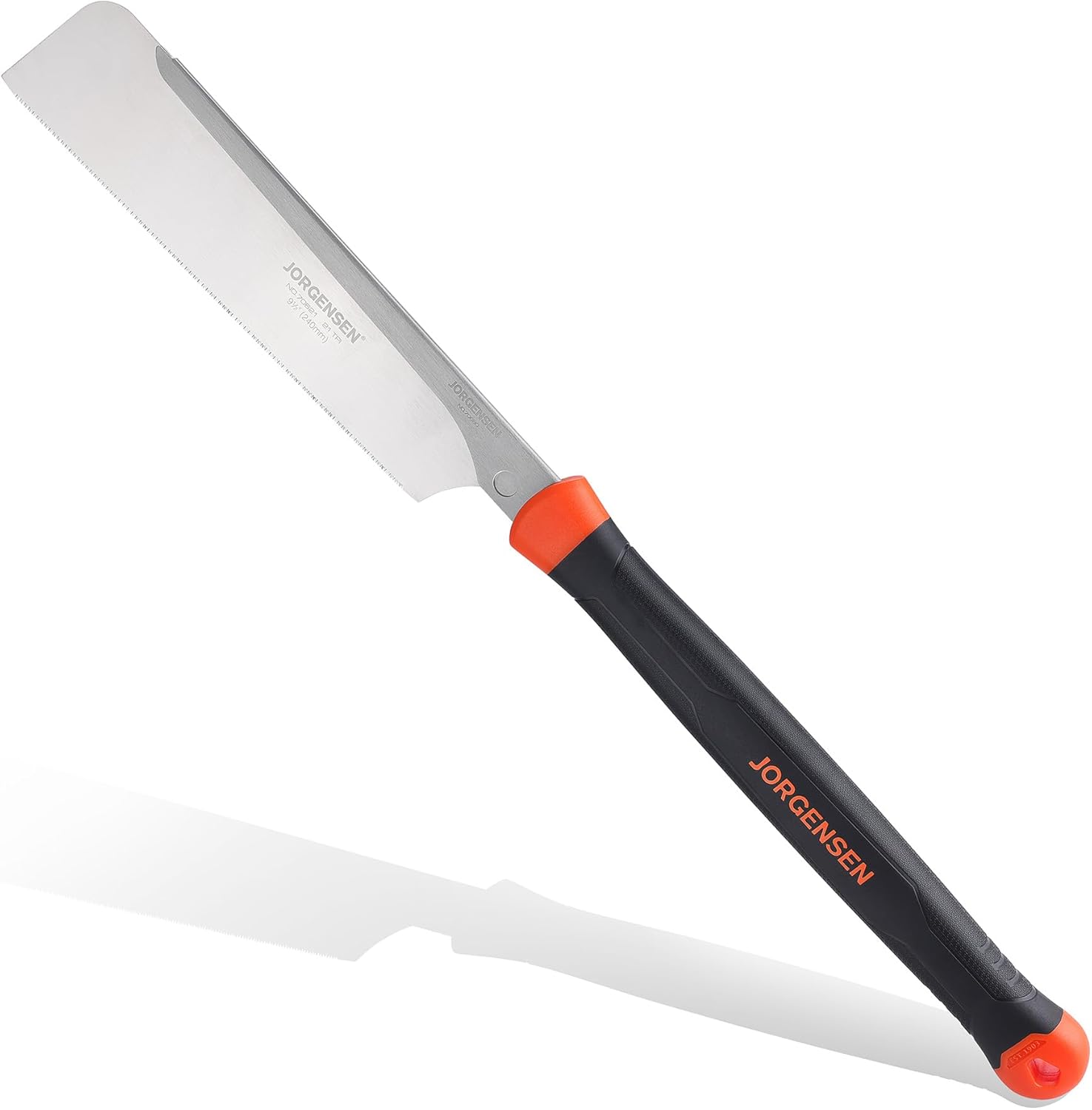 JORGENSEN Japanese Pull Saw, 9.5 Inch Pro Dovetail Saw with Rubber Handle, SK5 Steel Handsaw with Tool-less Quick Change Blade, 21TPI Fine Cross Cut Rip Cut Angle Cut Woodworking Tools