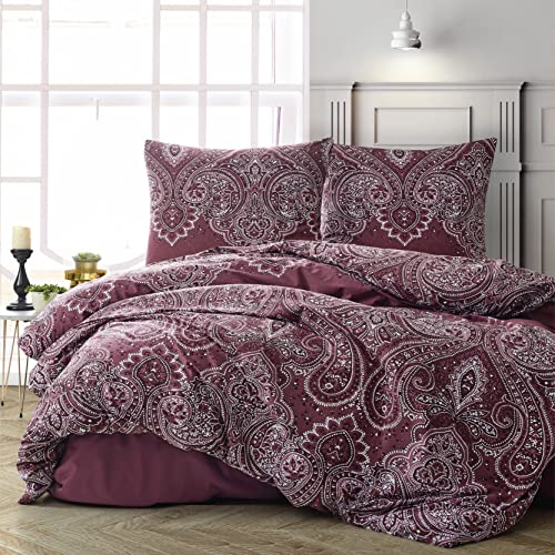 ZIRVEHOME Verona V2 Parure de lit 100% Coton avec 2 taies d'oreiller 200 x 200 cm et 2 taies d'oreiller 80 x 80 cm Cover