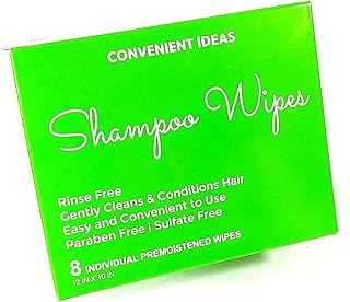 Generic Convenient Ideas Shampoo Wipes (8) Rinse Free Hair Cleansing Dry No Rinse, white
