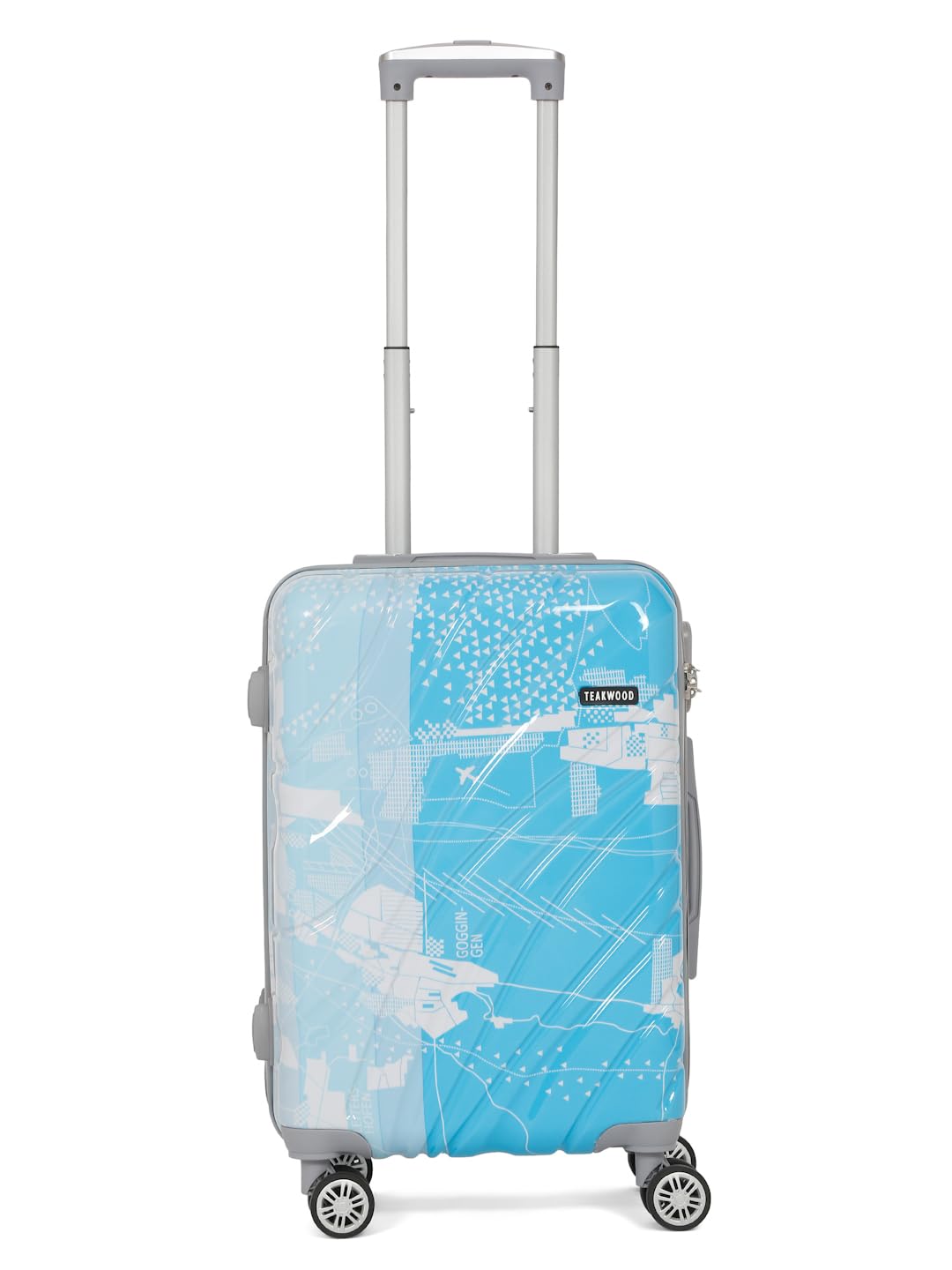 Teakwood World Small 55 cm Cabin Size Trolley Bag Polycarbonate 360 Degree 8 Wheels Luggage Bag with TSA Lock, Adjustable Handle Trolley Bags for Travel, Suitcase for Travel | Blue