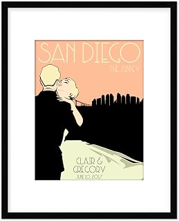 Custom Wedding Anniversary Wall Art - Personalized Gifts for Couples - Name, City, Venue, Hair Color - Premium Wood Frame Options, Ready to Hang, 16x20 - Quality Luster Print, USA Made Custom Wall Art