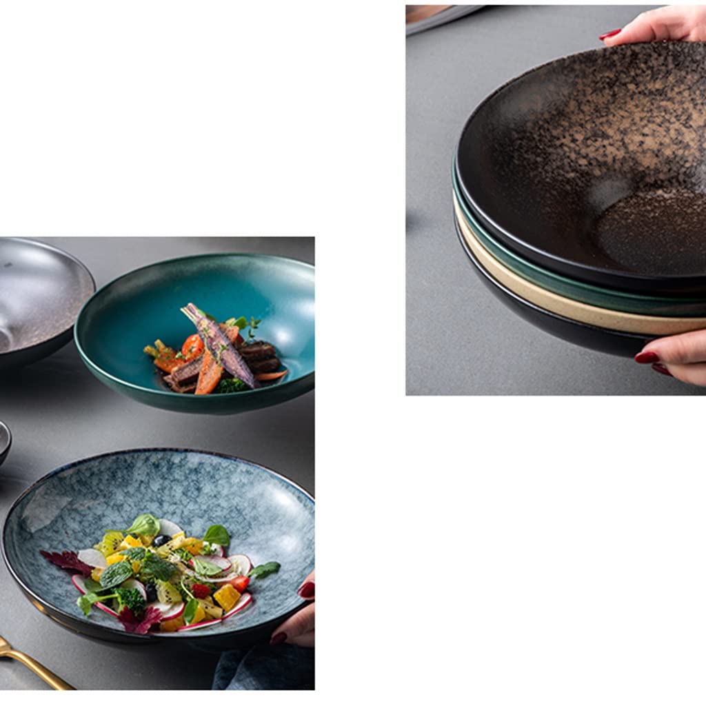 Miska sałatkowa ceramiczna miska na sałatkę, duża kreatywna miska na zimny makaron, kuchnia, jadalnia, duża miska, odpowiednia do sałatek, zupy, misek na makaron, miska do sałatek (A2 szt.)