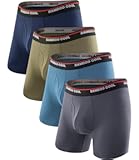 BAMBOO COOL Men&apos;s Underwear Boxer Briefs Fly with Built-in 3D Pouch Comfortable Cool Underwear for Men 4 Pack