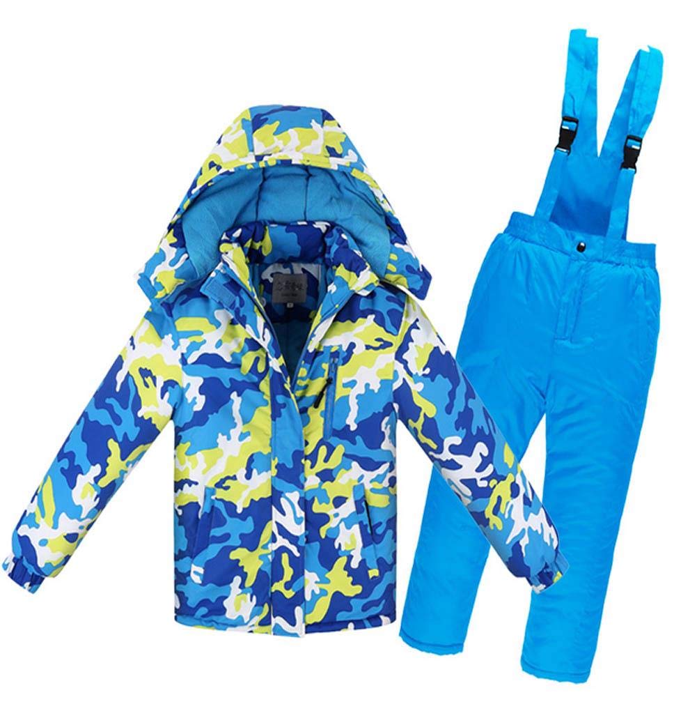 Girls/Boys Snowsuits Hooded Insulated Windproof Winer Coats Ski Jacket Snow Pants Set