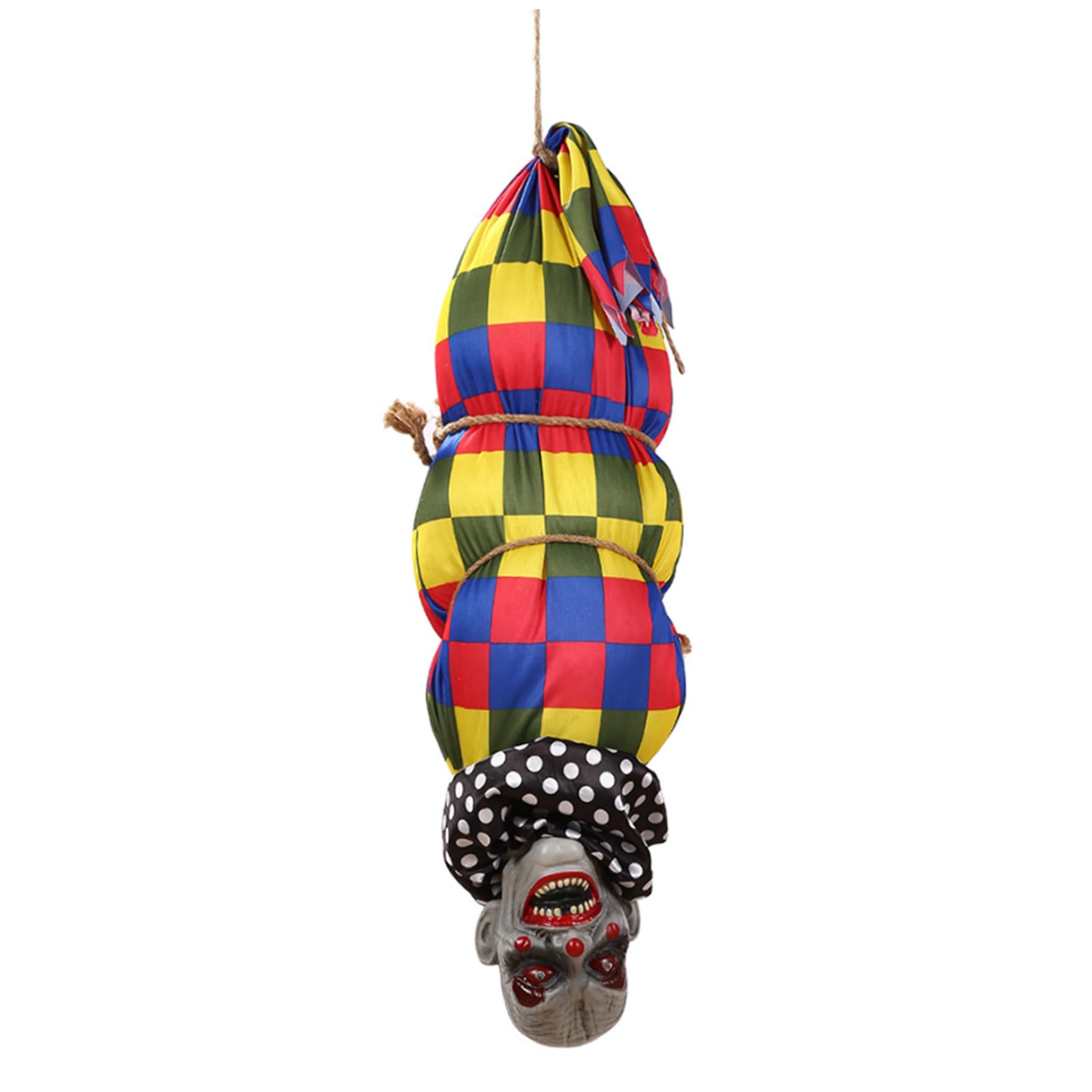Takingup Halloween Clown Decor, Hanging Upside Down Clown, Electric Scary Swaying with Glowing Eyes, 30 Inch
