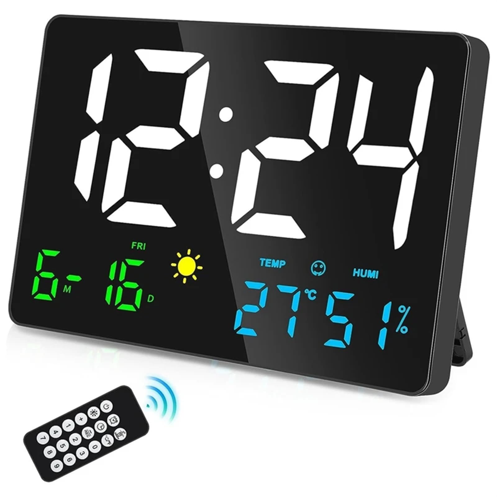 Stazione meteorologica Esterna, Orologio da Parete Digitale LED con Ampio Display, Sveglie for Camera da Letto con Stazione Meteo, USB, 11,5"