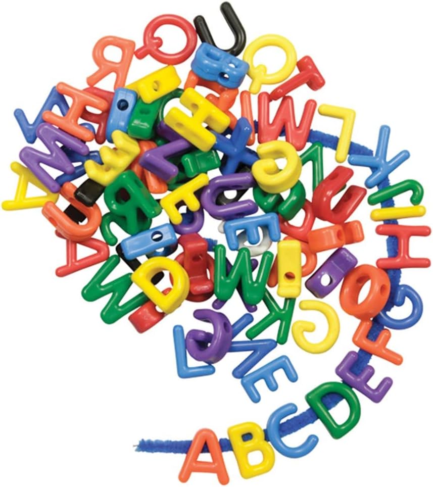Roylco Manuscript Lacing Letter Beads - 288 Pieces