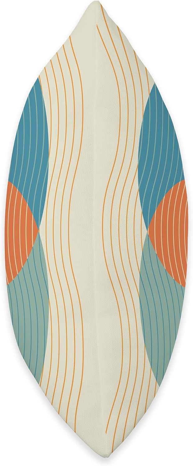 Contemporary Shapes and Wavy Lines Aqua Teal Blue Orange Throw Pillow