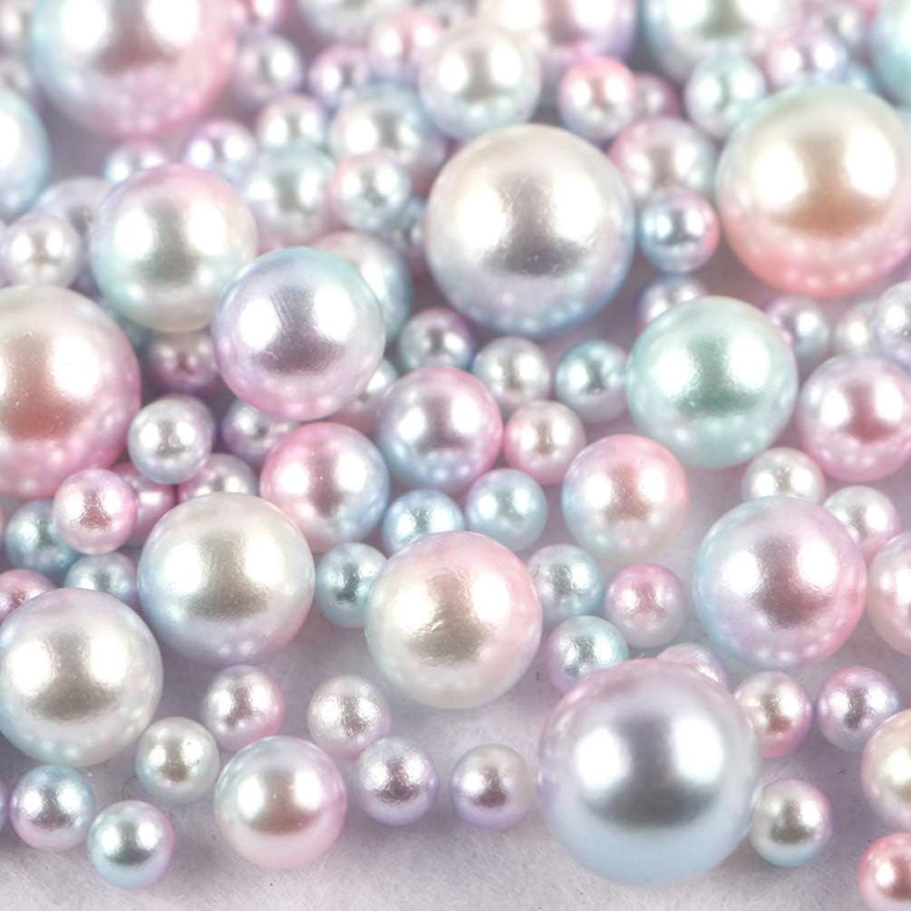 PRETYZOOM 1 Box Imitation Pearl Beads Rainbow Color No Holes Round Pearl Beads Loose Spacer DIY Craft Vase Filler Table Scatter Wedding Party Decoration Style 2 - Image 4
