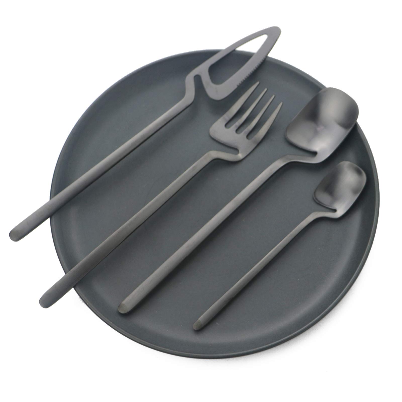 BRIIEC Set of 8 Pieces Black Soup Spoon Set 8.1 inches Stainless Steel spoons Table Dinner Spoons Dinnerware Matte Finished