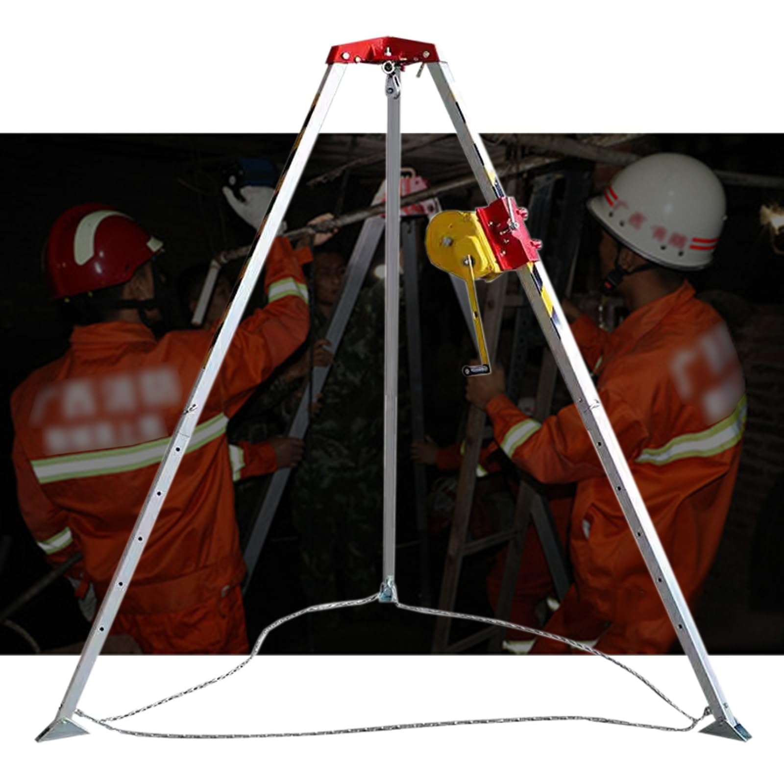 Ytbhshxz 3Pcs Rescue Tripod, Commercial Tripod Rescue Equipment With Adjustable Legs & Fall Arrester, Firefighting Emergency Scaffolding(,2600Lbs Winch)