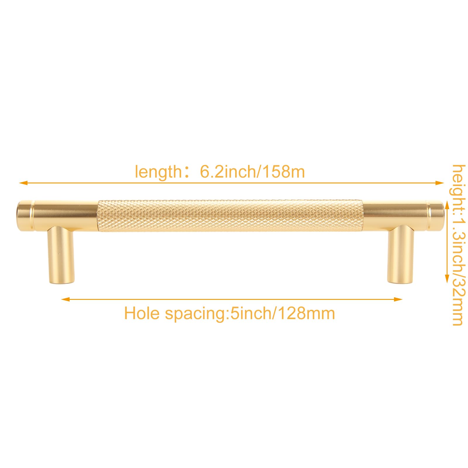 MEIDIV 8PCS 158mm Gold Kitchen Handles, Hole Spacing 128mm Gold Wardrobe Handles, T Bar Handle for Cupboard Wardrobe Cabinet Door - Image 2