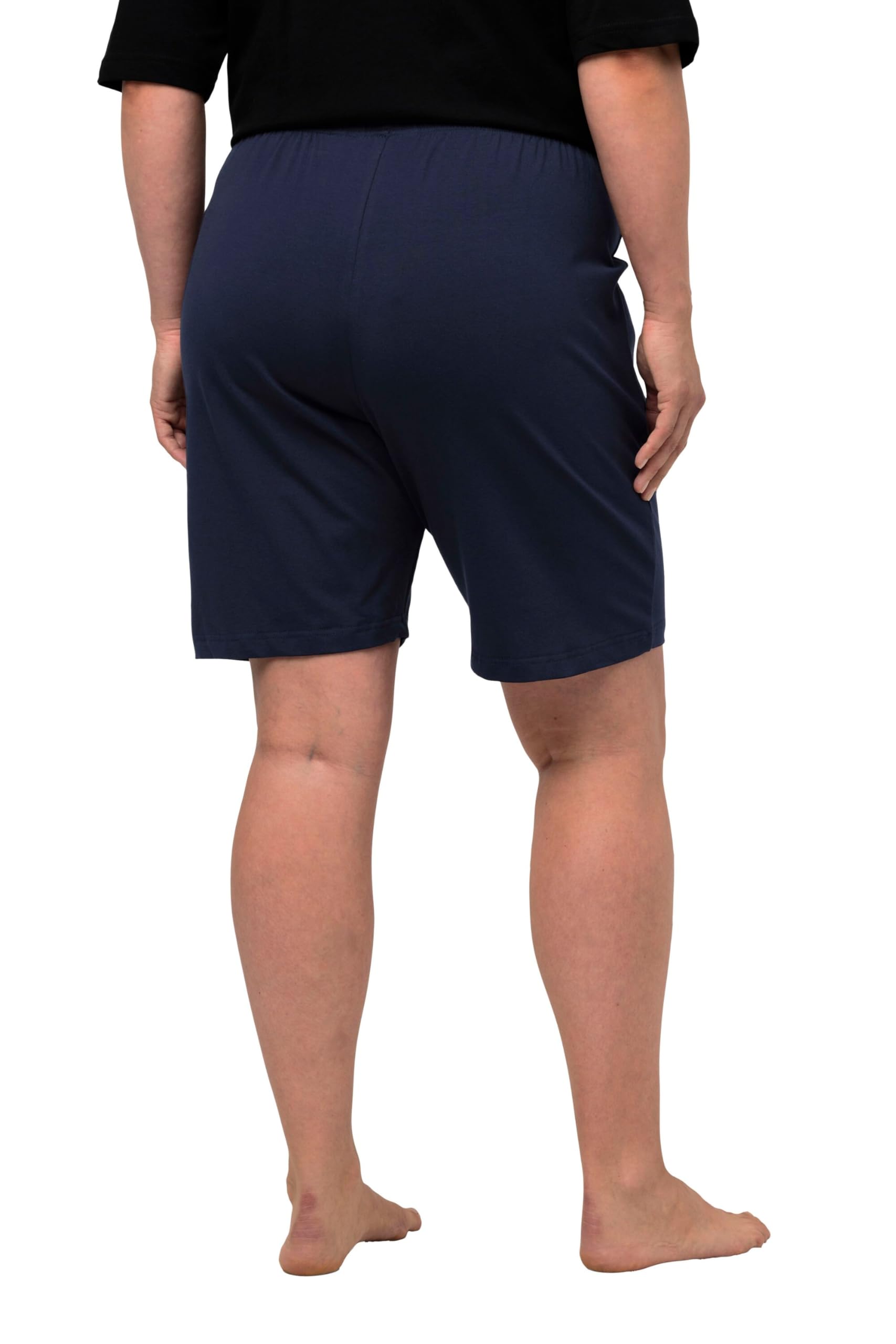 Ulla Popken Women's Jersey Shorts, Pockets, Elastic Waistband Trousers, darkblue, 62/64 EU