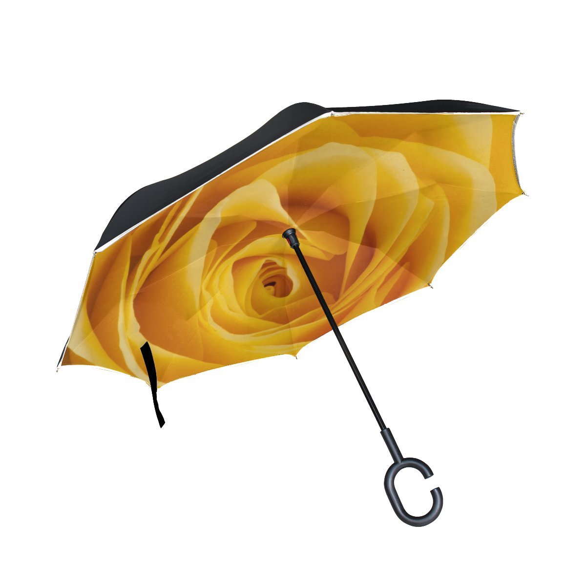 RH Studio Inverted Umbrella Rose Yellow Bud Large Double Layer Outdoor Rain Sun Car Reversible Umbrella