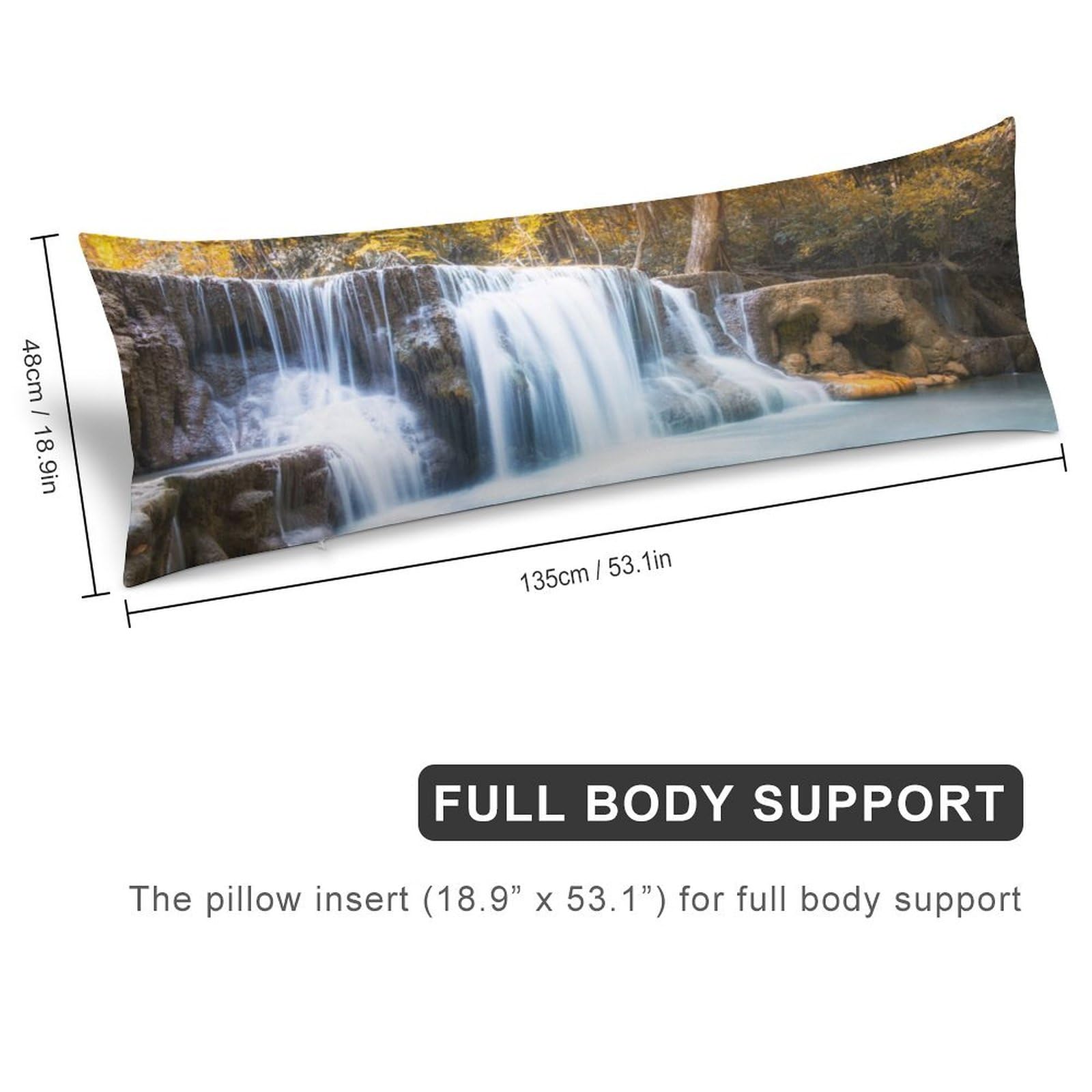 Waterfall Landscape Autumn Forests Body Pillow Cover Lightweight Long Pillow Case for Cushion Sofa Living Room Bed 20