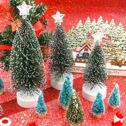 Image of LED Mini Christmas Tree with Lights - Battery Operated Tabletop Christmas Decoration with Colorful LED & Star Topper - Xmas Party Home Desk Decor (15 Cm x 6 cm)-3 Pcs