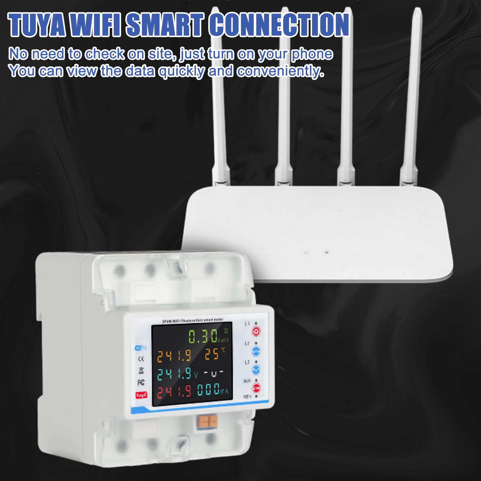 Vaileal 100 A 3 fases de electricidad, contador de electricidad 3 fases wifi, medidor trifásico Smart Meter wlan con control de tiempo/desequilibrio trifásico/pérdida de fase/protección contra retardo