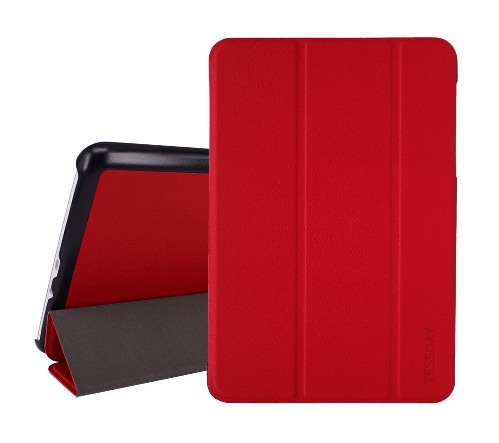 Galaxy Tab A 8.0 2015 Case - Tessday Smart Shell Standing Cover for Galaxy Tab A 8.0 2015 Model SM-T350, SM-P350 Tablet, Red