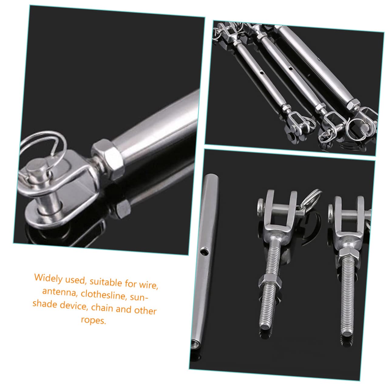 NAMOARLY Wire Rope Tensioner Closed Body Turnbuckle Marine Turnbuckle Tool Rigging Screw Turnbuckle Marine Wire Rope Turnbuckle Jaw Closed Body Cable Tightener 304 Stainless Steel Silver