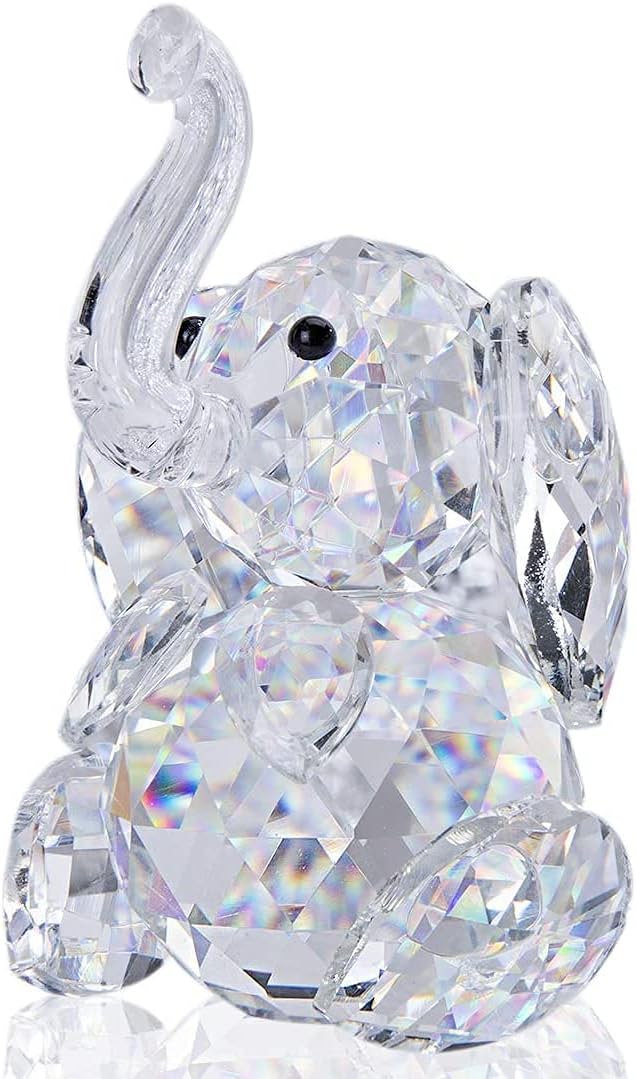 H&D Cut Crystal Elephant Animal Figurine Collection Glass Ornament Table Paperweight