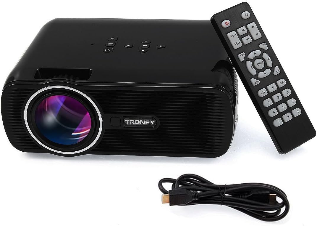 TRONFY TP80 800x480 LCD LED Portable Mini Projector Movie Video Game Home Cinema Theater Support VGA USB SD AV with HDMI Cable- Black
