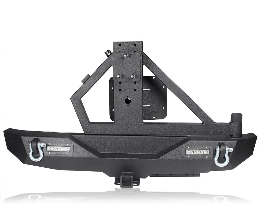 BoardRoad Front Or Rear Bumper With D-Rings & Tire Carrier For Jeep Wrangler TJ YJ (1987-2006)