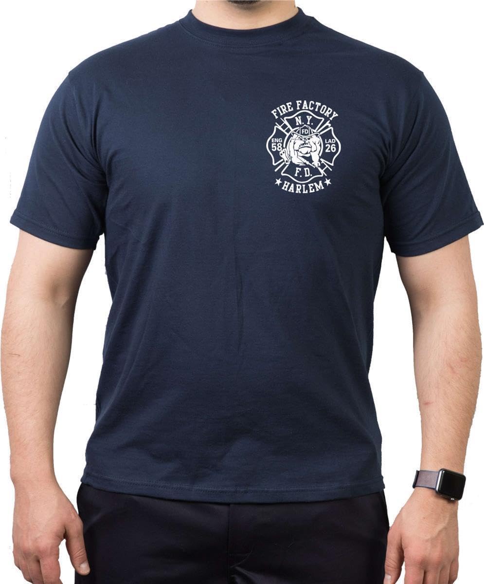 T-Shirt con scritta Engine 58 Ladder 26 Fire Factory Harlem - vigili del fuoco di New York