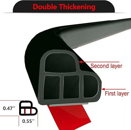 Miniatura 2 de Burletes automotores de 16.4 pies, tira de sellado de goma para puerta de automóvil de doble capa en forma de L, universal autoadhesivo para ventana