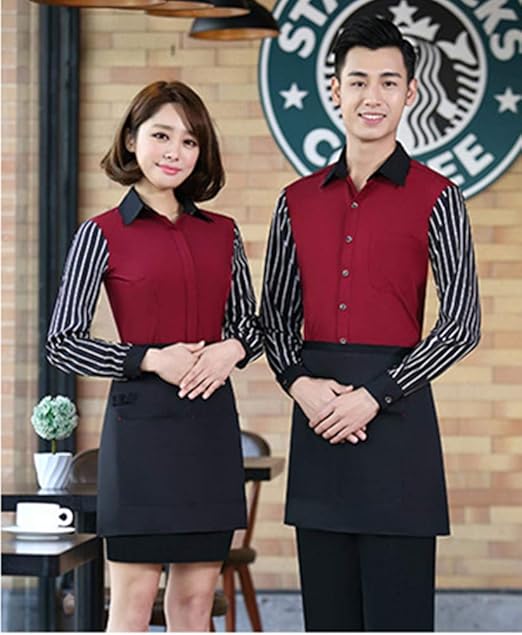 Amazon Co Jp Zuomaケータリング業界制服 春 夏 鍋レストラン ホテル オーバーオール 男性 女性 ウェイター ウェイトレス 作業服 長袖シャツ ボトム エプロン 3点セット コックシャツ 服 ファッション小物