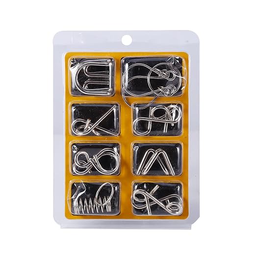 Kit de desafio cerebral, quebra-cabeça de bobina de aço de alto carbono 8 peças/conjunto de brinquedos de treinamento cerebral ótimo brinquedo para crianças e adultos brinquedos de