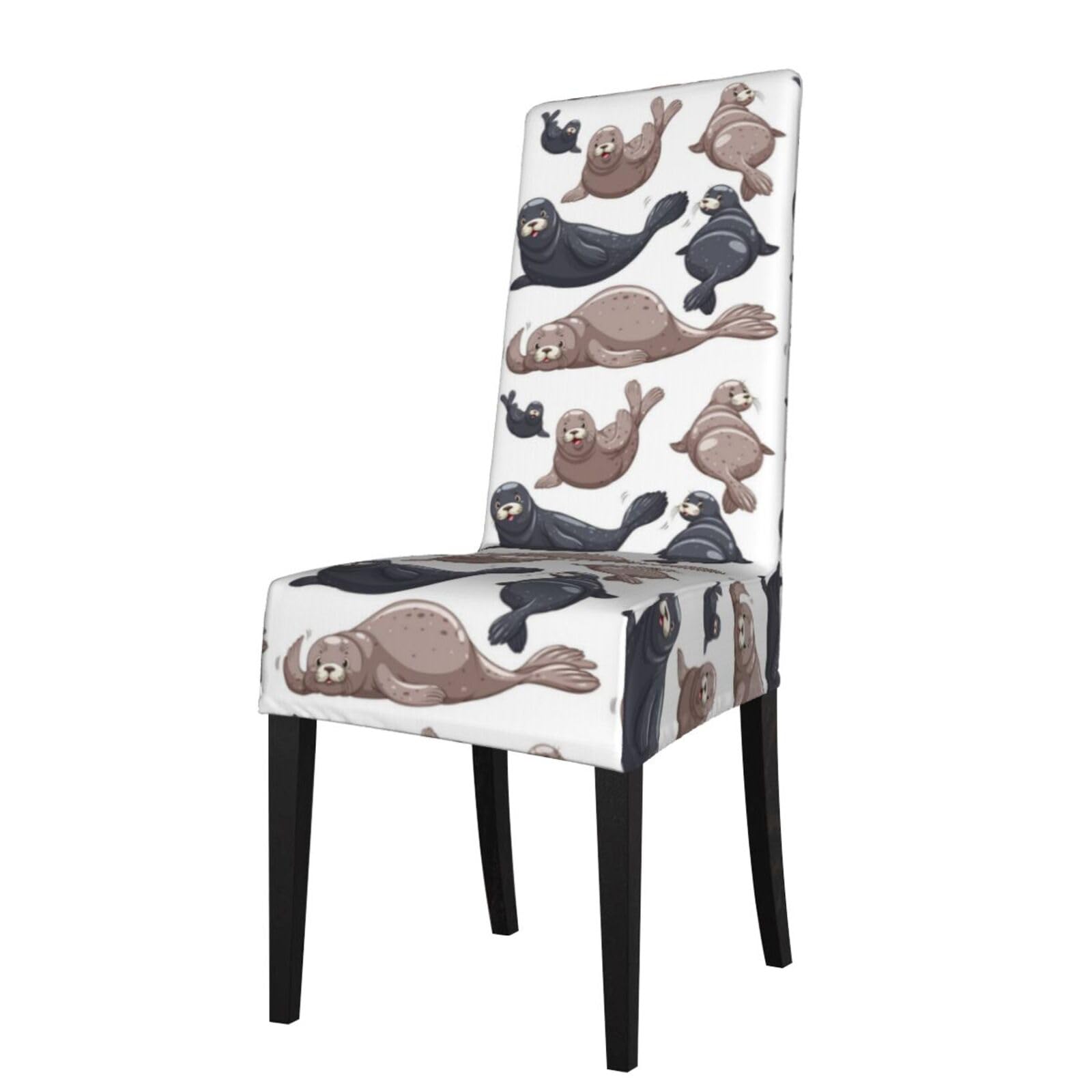 Lkymoh As Picture Seals Illustration Sea Lion, Chair Covers Stretch Chair Slipcovers For Dining Room, For Party Pet Protection Universal Fit Soft Polyester