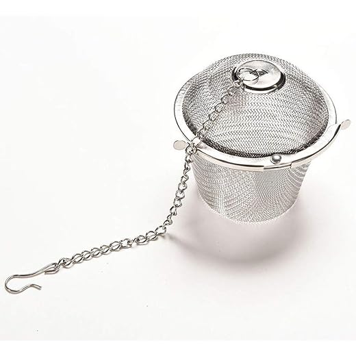 Wagela Stainless Steel Tea Filter Infuser 4.5cm Basket Shaped Tea Infuser for Green Tea Loose Tea Leaf and Tea Bags with a Chain and a Hook