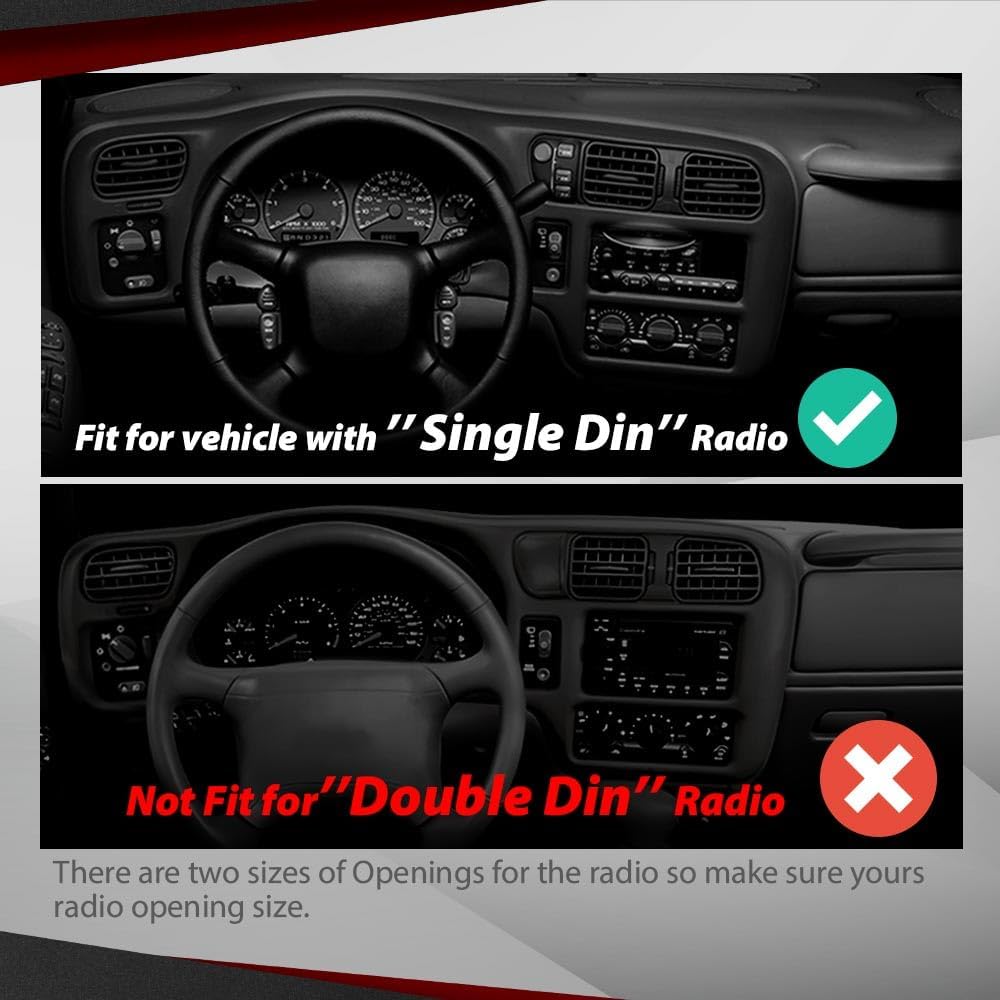 CROSSDESIGN Dashboard Cap Cover Radio Bezel Trim Compatible with 1998 1999 2000 2001 2002 2003 2004 Blazer S10 Jimmy Sonoma Black Dash Trim Not Fit Double Din