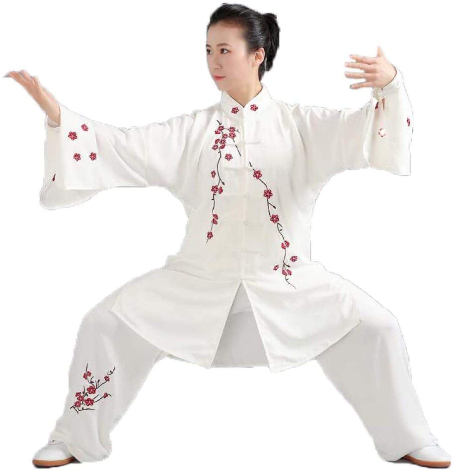 Tai Chi Jednolite Kobiety, Chiński Tradycyjny Tai Chi Mundury Shaolin Kungfu Ubrania Bawełniane Garnitury Sztuki Walki Wing Chun Odzież, Biały-M