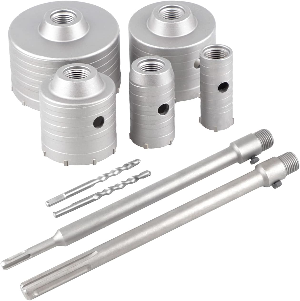 CPROSP Concrete Hole Saw Kit Wall Drill, SDS Plus &Max Shank Hole Saw, for Cement Brick Wall, Kit 30 40 65 80 100 mm