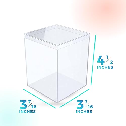 Miniatura 5 de 6 vitrinas de plástico duro transparente para coleccionables, caja de regalo transparente para recuerdos de fiesta, 3.44 pulgadas cuadradas x 4.5