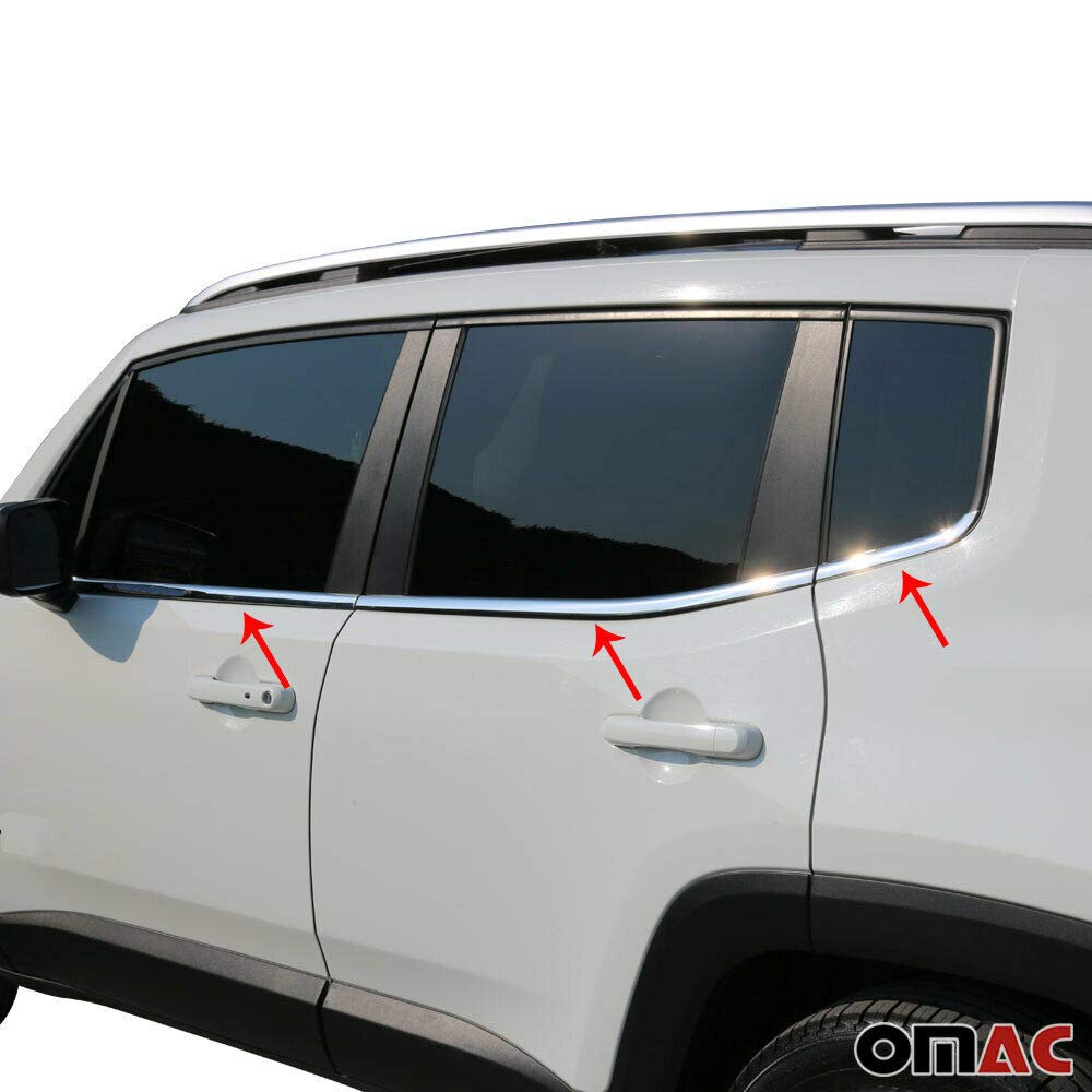 OMAC Moulure Baguette Décorative Capot Avant Jeep Renegade 2014-2021 - Acier Inox Chromé