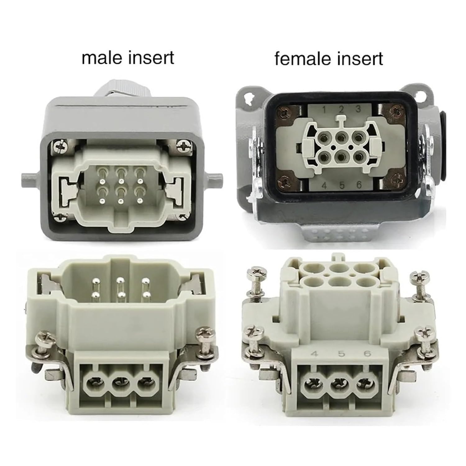 HD-C-HE-06 Heavy-Duty Connector, 6-pin, Industrial Socket, 500V 16A(Top Line)