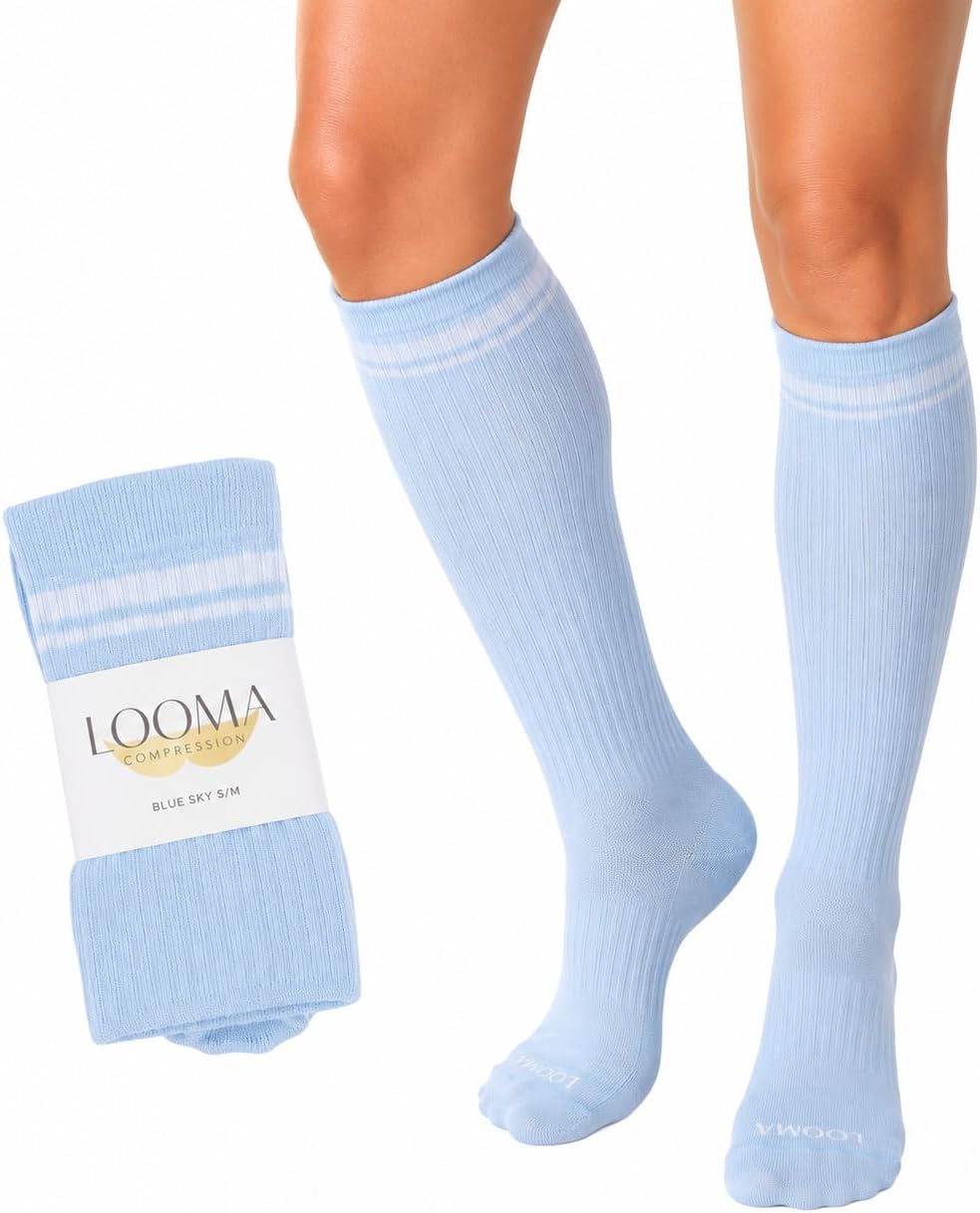LOOMA Viscose from Bamboo Compression Socks for Women; 15-20mmHg Relief for Swelling, Travel, Nursing & Pregnancy; No-Slip