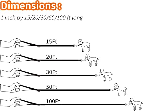 Vista 23 de Hi Kiss - Correa de entrenamiento para perros de 15, 20, 30, 50 o 100 pies, para entrenamiento de agilidad, obediencia y recuperación, jugar, Azul