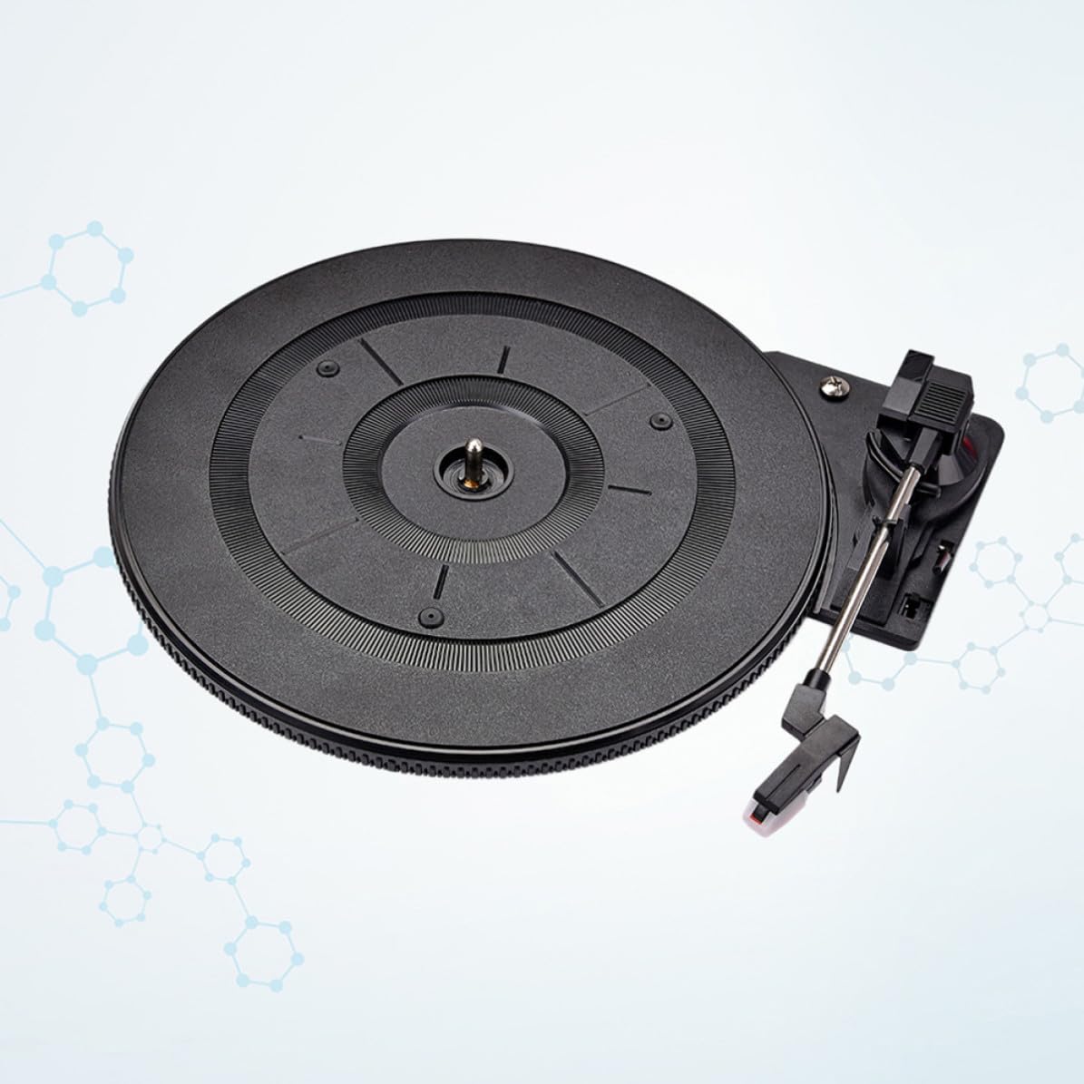 Giradischi Vinile Vintage 28cm Nero in Plastico Stilo | Bilanciamento Regolabile, Portatile, Accessori Audio e Video Stile Casuale