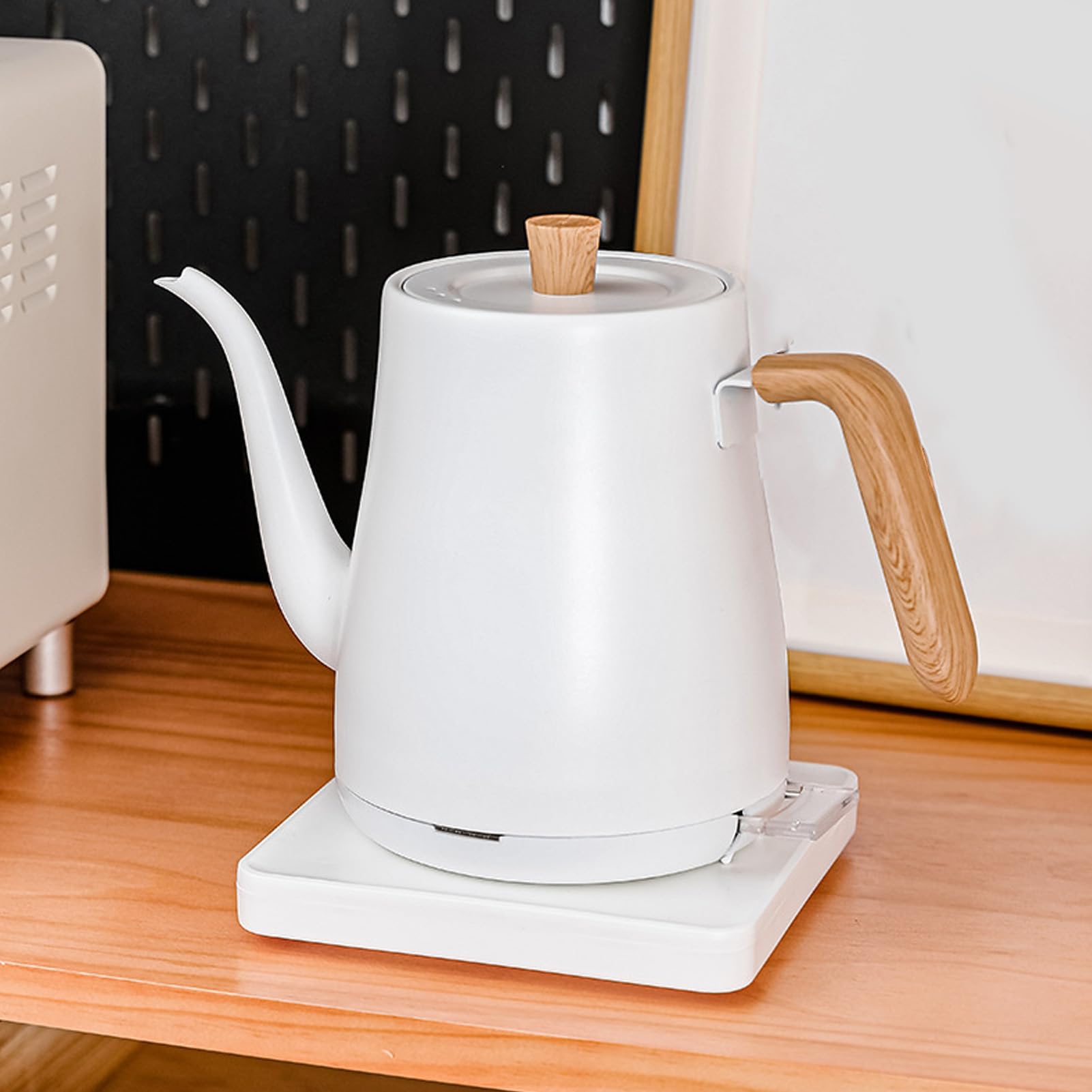 Bollitore elettrico a collo di cigno in acciaio inox con spegnimento automatico, maniglia ergonomica per evitare scottature, versare sopra il bollitore per caffè, tè, venature del (EU Plug 220V)