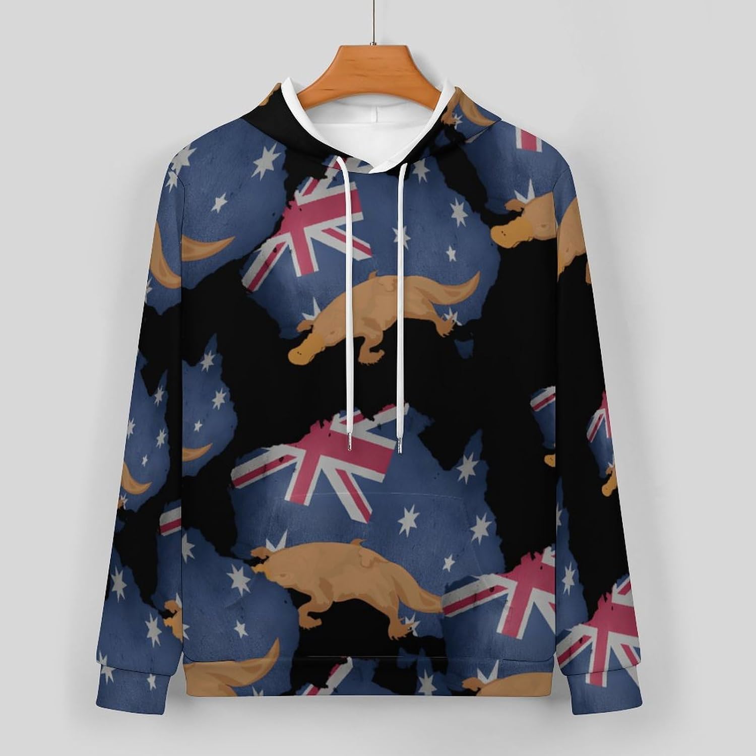 Vintage Australia Map Flag Australian Platy-Pus Sweatshirts for Men Two Piece Casual Hoodie Tracksuit Jogger Pants