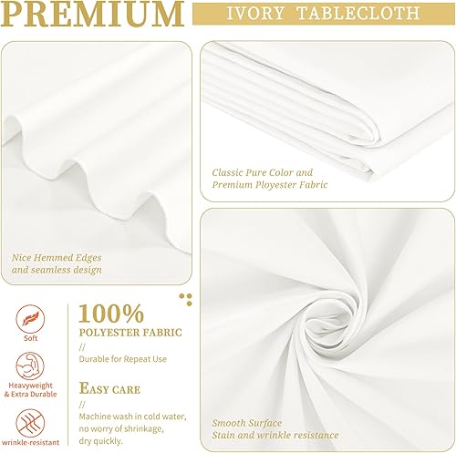 Miniatura 214 de Paquete de 8 manteles redondos blancos de 90 pulgadas, manteles redondos de poliéster lavables para mesa de tela decorativa resistente a