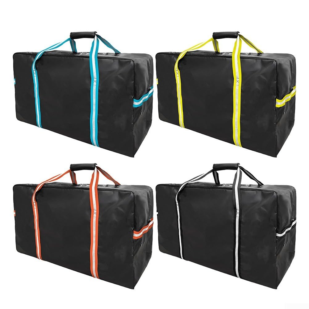 Grand sac d'équipement de hockey sur glace, sac d'équipement imperméable en PVC robuste avec maille ventilée, sac de voyage spacieux pour patins et équipement de protection,