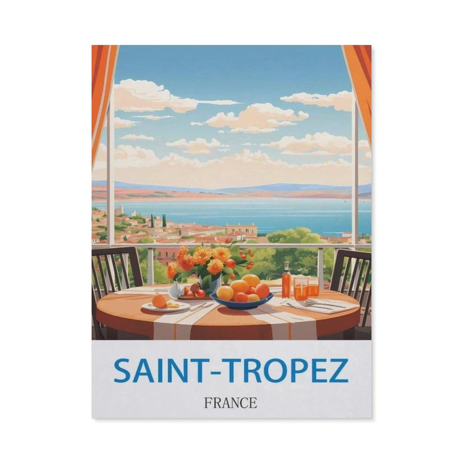BEAYODKP 5D DIY Full Round Drill Diamond Painting，Saint Tropez France