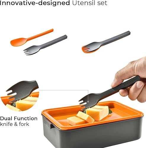 Miniatura 7 de linoroso Lonchera Bento apilable de 2 piezas para adultos, satisface todas las necesidades de alimentos, ensaladas y aperitivos, lonchera Bento