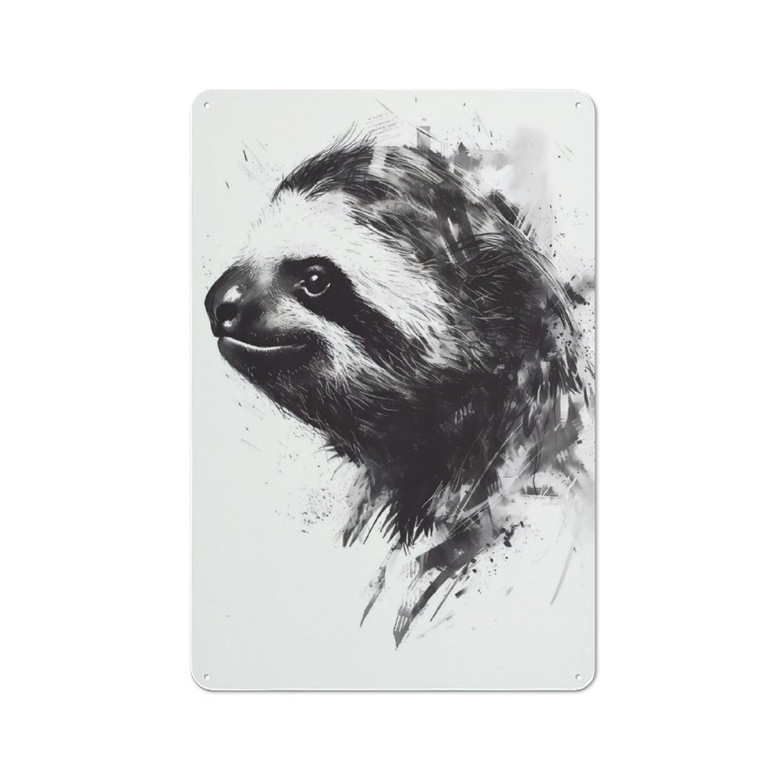 Tin Wall Plaque 30x20cm with Sloth Watercolor for Café Or Home Bar, New-space Wall Decor for Hospitality Decor Collectors